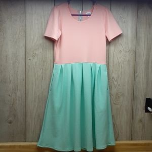 LULAROE Pink and Mint Green Amelia Dress